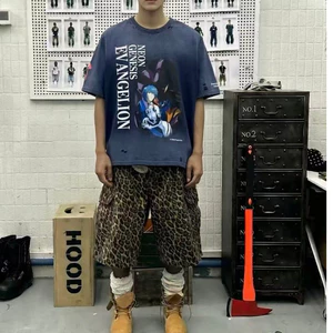 Áo thun ngắn tay đau khổ Unisex Gradient Vintage có in hình Anime & thiết kế đồ họa