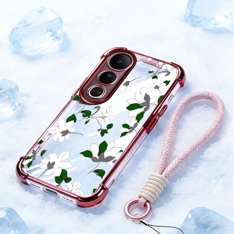 Ốp Lưng YBD Cho Vivo V60 Lite V60E Y100 Y200 Y300 V40 Lite V50 Lite V50E V40 Pro Chống Rơi Vỏ Cao Cấp Ánh Sáng Sang Trọng Màu Tím Toned Hoa