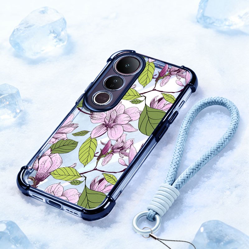 Ốp Lưng YBD Cho Vivo V60 Lite V60E Y100 Y200 Y300 V40 Lite V50 Lite V50E V40 Pro Chống Rơi Vỏ Cao Cấp Ánh Sáng Sang Trọng Màu Tím Toned Hoa