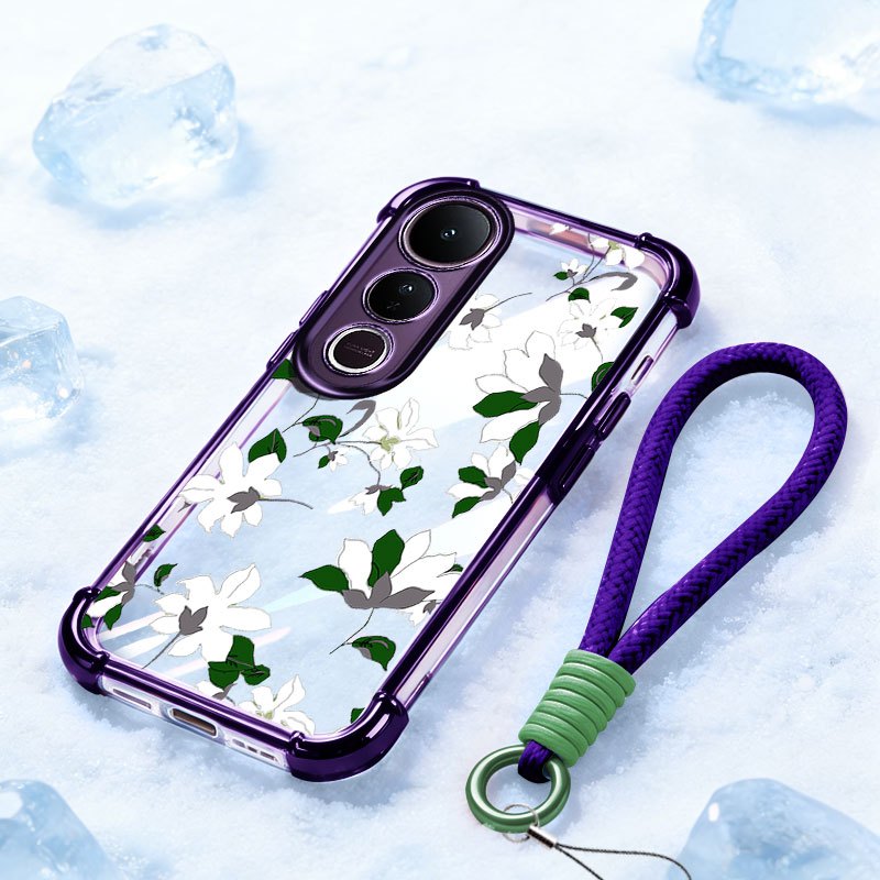 Ốp Lưng YBD Cho Vivo V60 Lite V60E Y100 Y200 Y300 V40 Lite V50 Lite V50E V40 Pro Chống Rơi Vỏ Cao Cấp Ánh Sáng Sang Trọng Màu Tím Toned Hoa