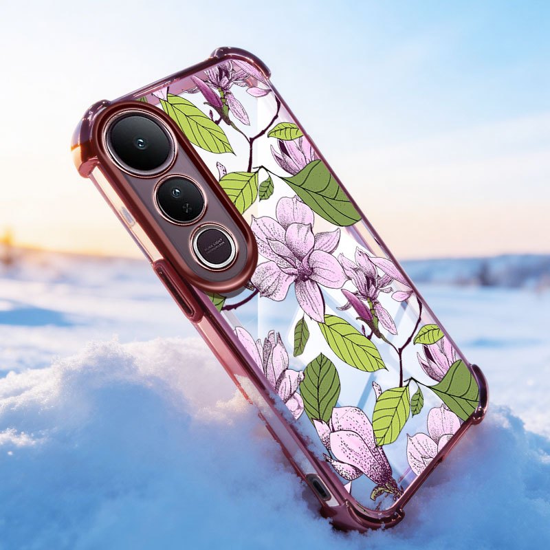 Ốp Lưng YBD Cho Vivo V60 Lite V60E Y100 Y200 Y300 V40 Lite V50 Lite V50E V40 Pro Chống Rơi Vỏ Cao Cấp Ánh Sáng Sang Trọng Màu Tím Toned Hoa