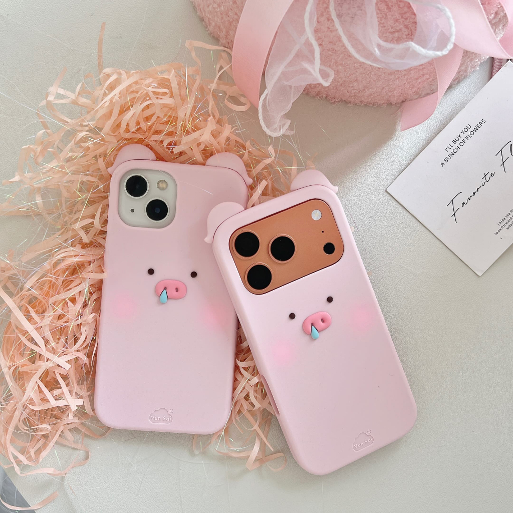 Ốp điện thoại silicon hình lợn hồng Thích hợp cho iPhone 17Promax 16Pro 15 14 13 Vỏ bảo vệ