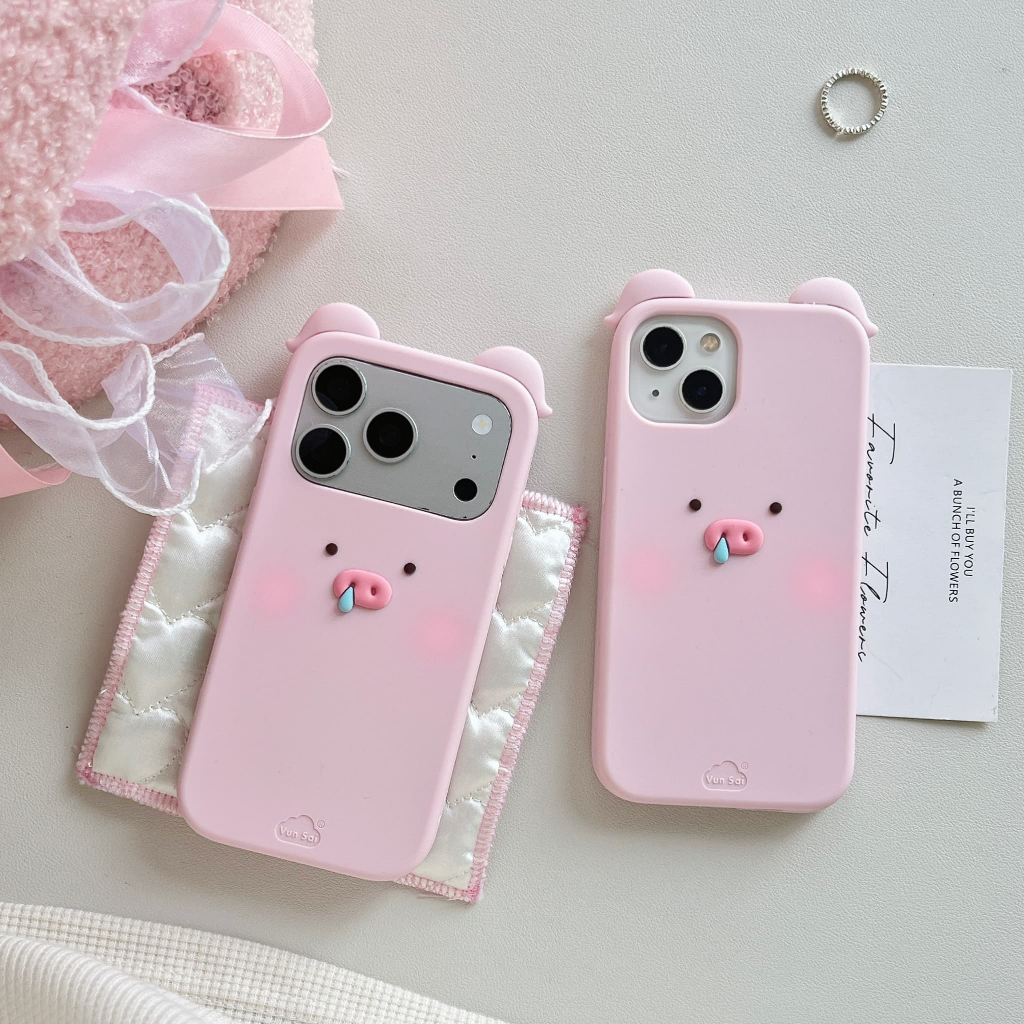 Ốp điện thoại silicon hình lợn hồng Thích hợp cho iPhone 17Promax 16Pro 15 14 13 Vỏ bảo vệ
