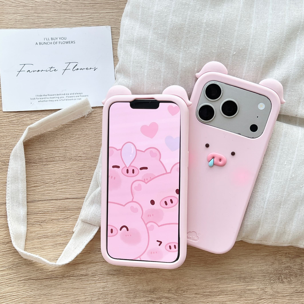 Ốp điện thoại silicon hình lợn hồng Thích hợp cho iPhone 17Promax 16Pro 15 14 13 Vỏ bảo vệ