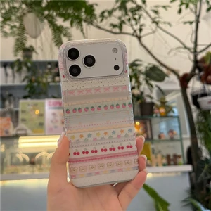 IPhone 17 Pro Max Họa tiết dâu tây sọc mạ vàng Chất liệu TPU Vỏ điện thoại xử lý IMD