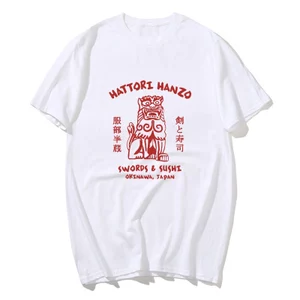 Áo Thun Cotton Cổ Tròn In Hình Hattori Hanzo Và Sushi - Thoải Mái Mùa Hè