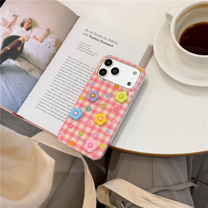IPhone 17 Pro Max Họa tiết hoa màu ba chiều Chất liệu TPU Vỏ điện thoại xử lý IMD