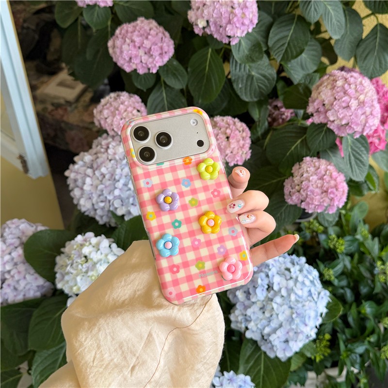 IPhone 17 Pro Max Họa tiết hoa màu ba chiều Chất liệu TPU Vỏ điện thoại xử lý IMD