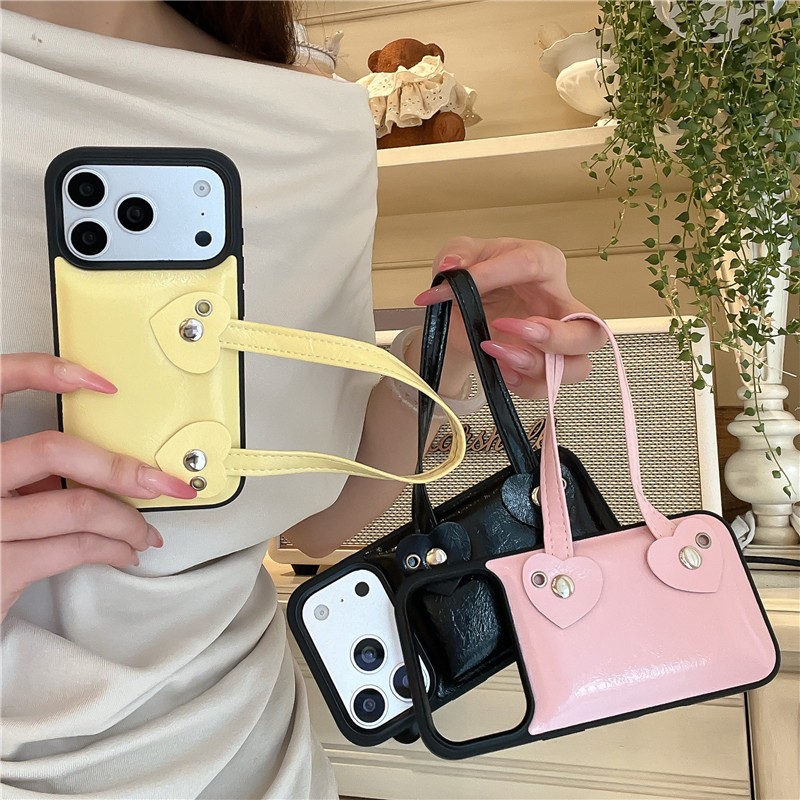 Ốp điện thoại PU họa tiết túi màu trơn cho iPhone 17 Pro Max