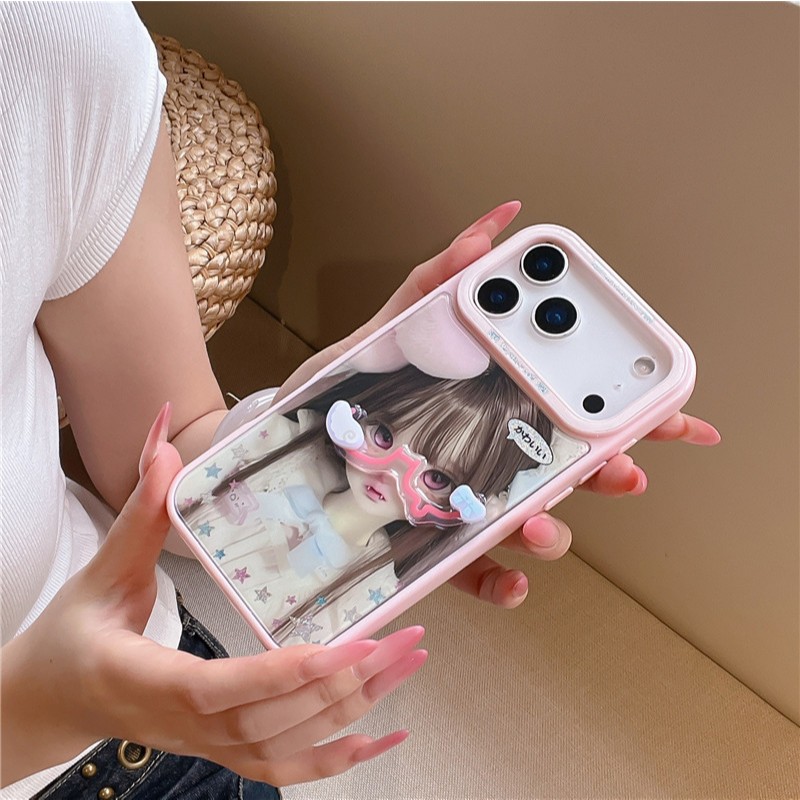 IPhone 17 Pro Max Họa tiết cô gái Truyện tranh Nhúng trong vỏ điện thoại chất liệu keo