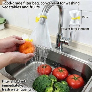 Túi lọc vòi đa năng bồn rửa Kitching – Màn hình lọc nước máy dày có dây đeo buộc, chống văng