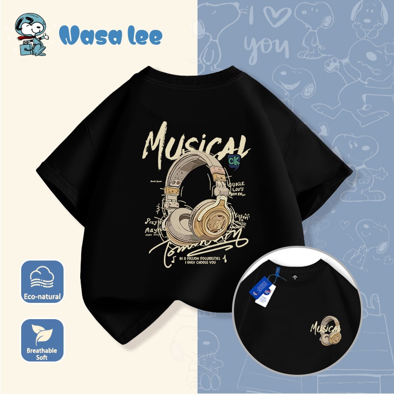 Áo phông tay ngắn in hình nhạc hip-hop phong cách đường phố, chất liệu cotton mùa hè, hàng mới năm 2026, áo thun trẻ em
