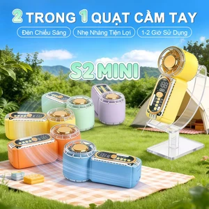 S2 MINI Quạt Tay Tốc Độ Cao 2 Trong 1, Đèn LED chiếu sáng, Làm mát nhanh, Quạt cầm tay mini chỉ 8,9cm, Điều chỉnh 6 tốc độ, 100 Mức gió, Màn hình kỹ thuật số, Pin 1800mAh