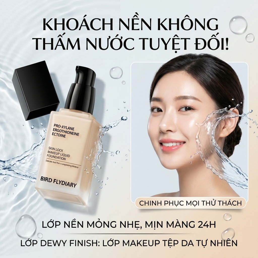 Kem Nền Foundation Che Phủ Lỗ Chân Lông Kiềm Dầu 12h Mỏng Nhẹ Chống Thấm Nước Không Xuống Tông 20ml