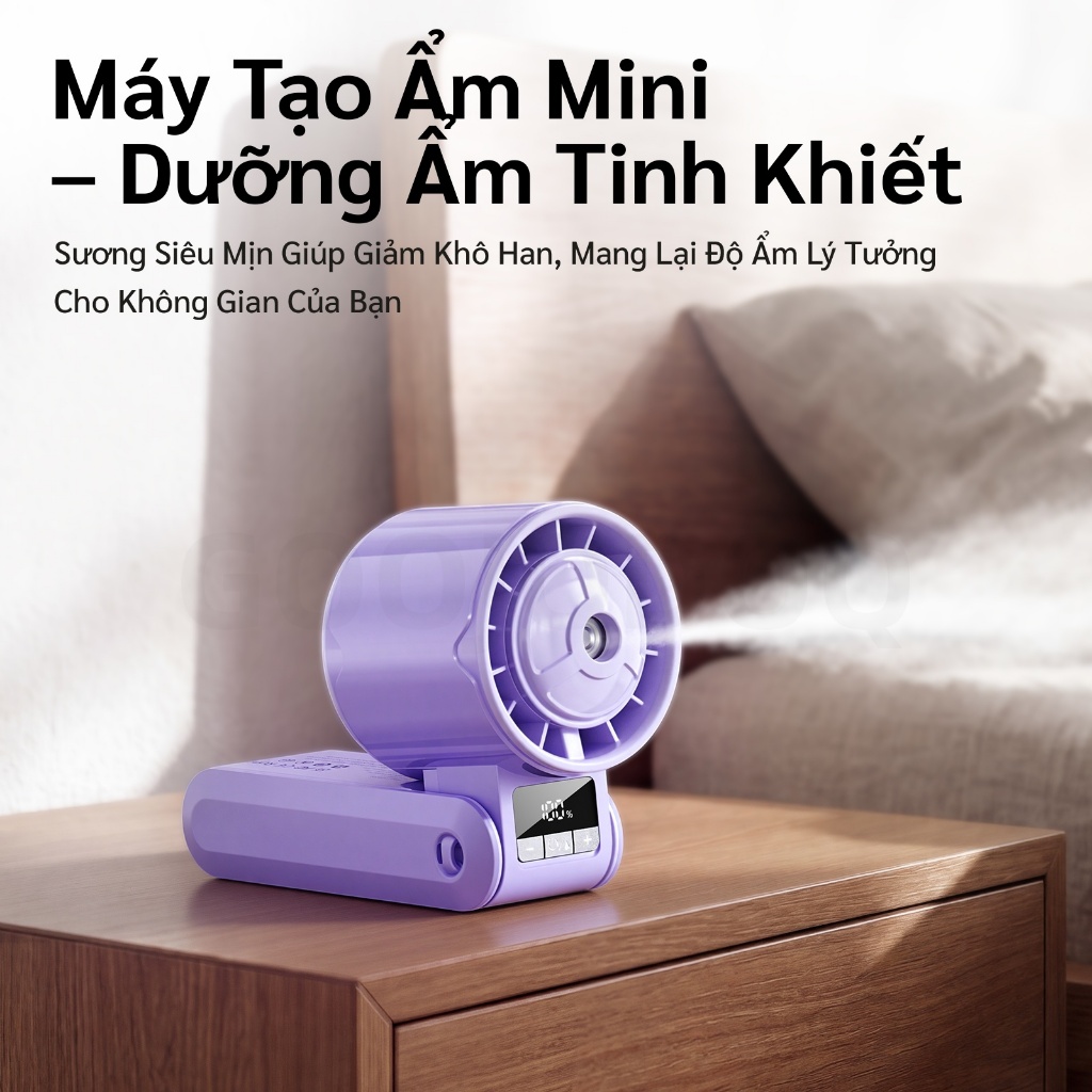 GOOJODOQ GFS023 Tốc Độ Cao ​​Quạt có chức năng phun tạo độ ẩm, 3600mAh, 100° Điều chỉnh đầu quạt, luồng không khí mạnh mẽ 8,6m / s