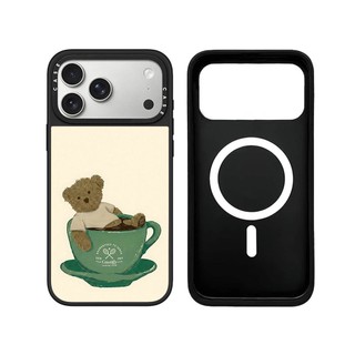 Từ Tính Không Dây Cho iPhone 17 16 15 14 13 Pro Max Plus Câu Lạc Bộ Cà Phê Dễ Thương Gấu Cạnh Đen Bìa Cứng Ốp điện thoại Khắc Logo