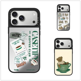 Từ Tính Không Dây Cho iPhone 17 16 15 14 13 Pro Max Plus Câu Lạc Bộ Cà Phê Dễ Thương Gấu Cạnh Đen Bìa Cứng Ốp điện thoại Khắc Logo