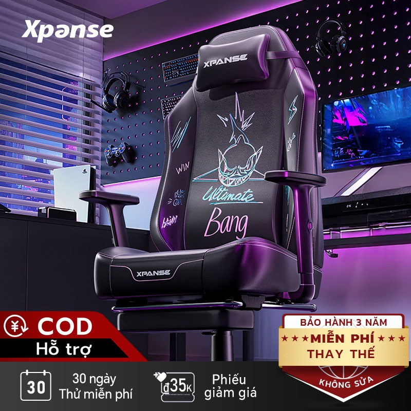 Ghế game gaming Xpanse X36 Da cao cấp siêu dẻo, Tựa lưng bionic liên tục cong hình chữ S | ghế công thái học | ghế văn phòng | ghế làm việc