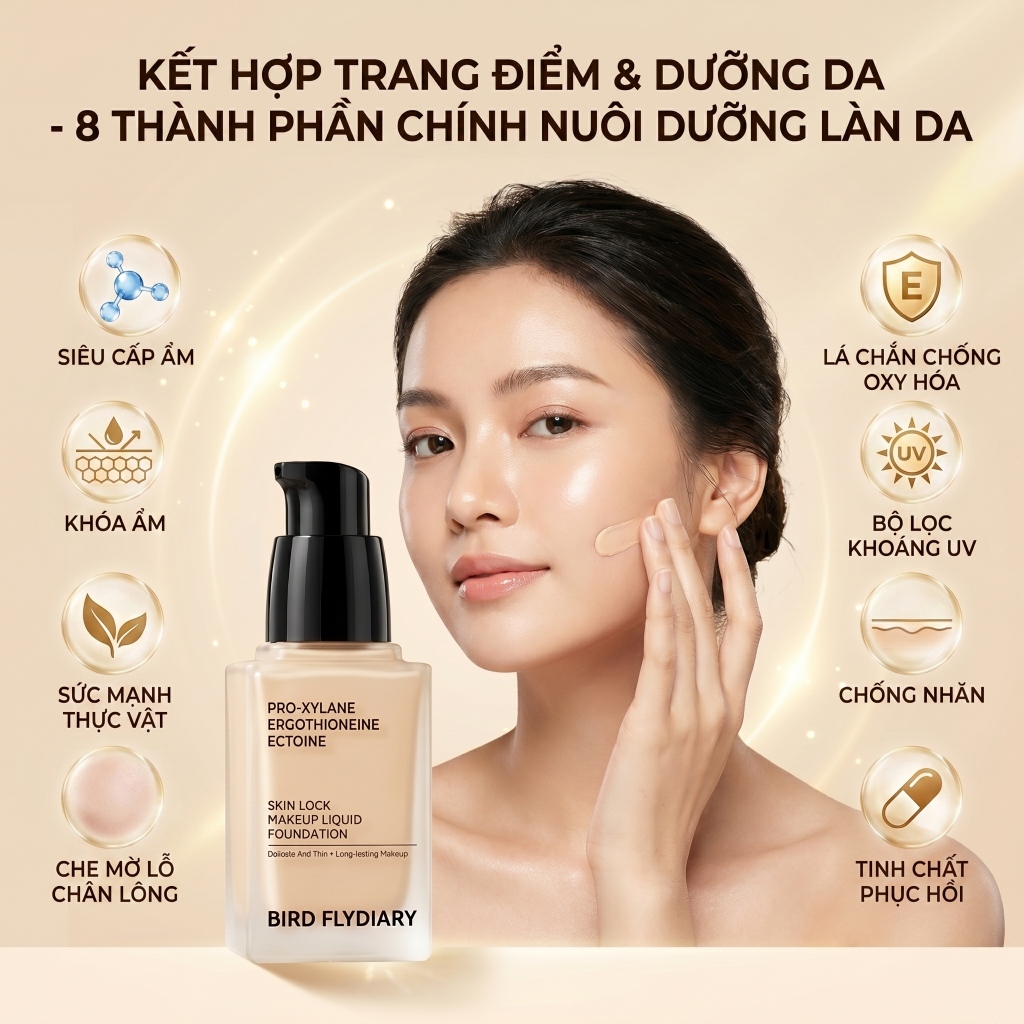 Kem Nền Foundation Che Phủ Lỗ Chân Lông Kiềm Dầu 12h Mỏng Nhẹ Chống Thấm Nước Không Xuống Tông 20ml