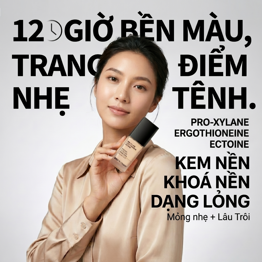 Kem Nền Foundation Che Phủ Lỗ Chân Lông Kiềm Dầu 12h Mỏng Nhẹ Chống Thấm Nước Không Xuống Tông 20ml