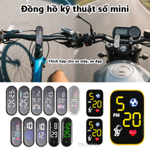 Đồng hồ kỹ thuật số mini cho xe máy và xe đạp Dạ quang Độ bám dính mạnh Đồng hồ mini để trang trí bảng điều khiển xe máy cingvn