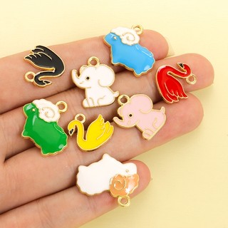 10 Chiếc Dễ Thương Cừu / Voi / Thiên Nga Thiết Kế Nhiều Màu Nhỏ Giọt Dầu Quyến Rũ, Đa Dạng Động Vật Nhiều Màu Sắc Mặt Dây Chuyền Cho DIY Thời Trang Ngộ nghĩnh Vòng Cổ Vòng Tay Bông Tai Trâm Móc Khóa Túi Treo