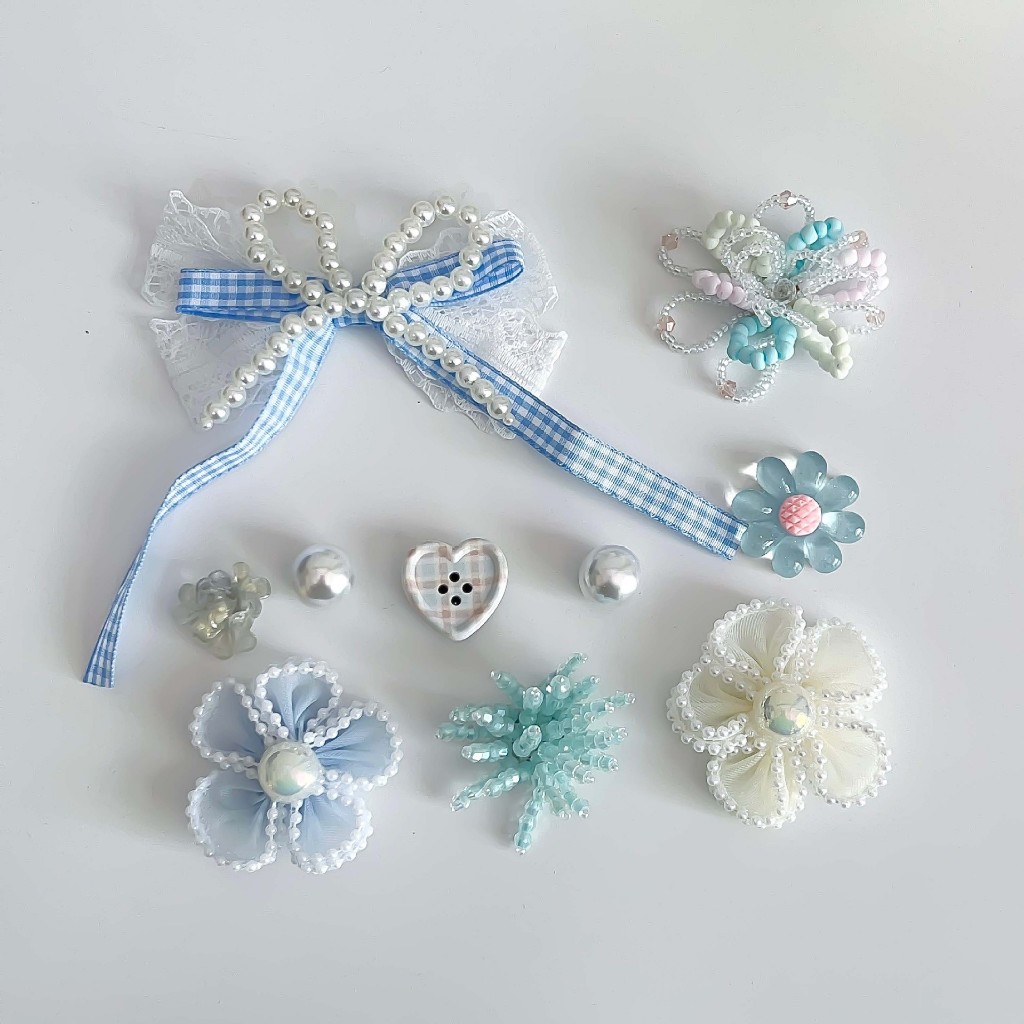 10 Chiếc Bé Gái Tắc Sandal Giày DIY Quyến Rũ Phong Cách Cổ Tích Nơ Xanh Ngọc Trai Hoa Mặt Dây Chuyền Nút Lỗ Giày Trang Trí Bộ Phụ Kiện Quà Tặng