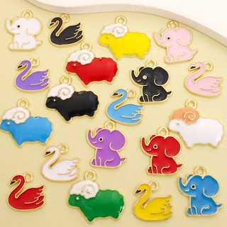 10 Chiếc Dễ Thương Cừu / Voi / Thiên Nga Thiết Kế Nhiều Màu Nhỏ Giọt Dầu Quyến Rũ, Đa Dạng Động Vật Nhiều Màu Sắc Mặt Dây Chuyền Cho DIY Thời Trang Ngộ nghĩnh Vòng Cổ Vòng Tay Bông Tai Trâm Móc Khóa Túi Treo