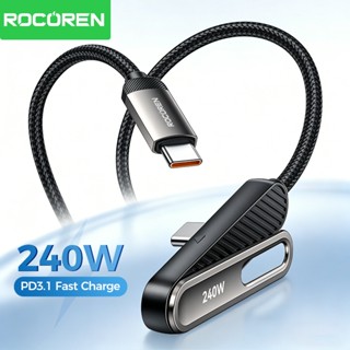 Cáp Rocoren 240W USB C sang Type C có thể gập lại Giá đỡ điện thoại PD 3.1 Dây sạc nhanh cho máy tính xách tay iPhone 17 16 Pro
