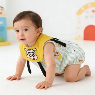 0-24M Bé Trai Mùa Hè Crayon Shinchan Áo Liền Quần Sọc In Hình Cotton Mềm Mại Sơ Sinh Body Có Mũ Tất Bộ