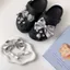 Giày Sandal Bé Gái DIY Quyến Rũ Y2K Bạc Nơ Kim Cương Giả 3D Nút Lỗ Giày Trang Trí Bộ Phụ Kiện
