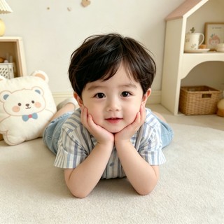 0-24M Bé Trai Mùa Hè Bộ Trang Phục Cotton Sọc Áo Sơ Mi Mềm Denim Quần Short In Hình Hoạt Hình Mặc Thường Ngày Có Nắp