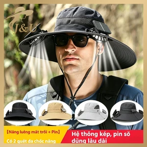 Mũ câu cá nam có quạt sạc USB và năng lượng mặt trời, chống nóng cho hoạt động ngoài trời