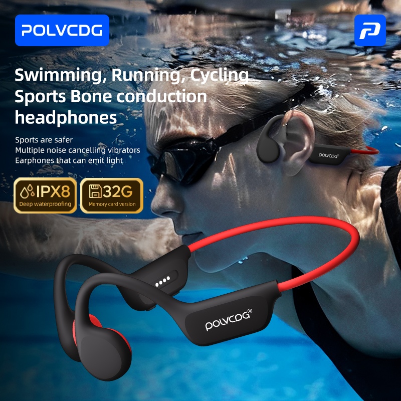 Polvcdg-X7 32G / 8G IPX8 Tai nghe dẫn truyền xương chống nước Tai nghe bơi thể thao Tai nghe Bluetooth không dây thể thao | BigBuy360 - bigbuy360.vn