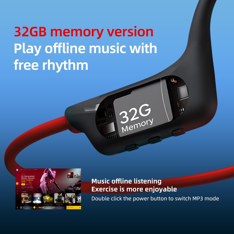 Polvcdg-X7 32G / 8G IPX8 Tai nghe dẫn truyền xương chống nước Tai nghe bơi thể thao Tai nghe Bluetooth không dây thể thao | BigBuy360 - bigbuy360.vn