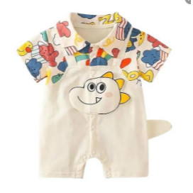 0-24M Bé Trai Mùa Hè Áo Liền Quần Nhiều Màu Sắc In Hình Hoạt Hình Giả Hai Mảnh Cotton Mềm Mại Sơ Sinh Body Với Mũ Xô Khủng Long