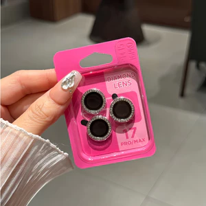 Phim ống kính chia kim cương sáng bóng sành điệu cho iPhone 17 Pro Max 16E 15 Pro 14 Plus 13 Mini 12 11, HD Trong suốt, Chống sốc, Chống bụi & Thời trang