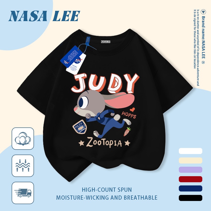 【Giao hàng trong ngày】 Áo thun trẻ em NASA cotton trắng thoáng khí in hình thỏ thời trang, tay ngắn thoải mái cho bé 3-16 tuổi cả trai và gái.