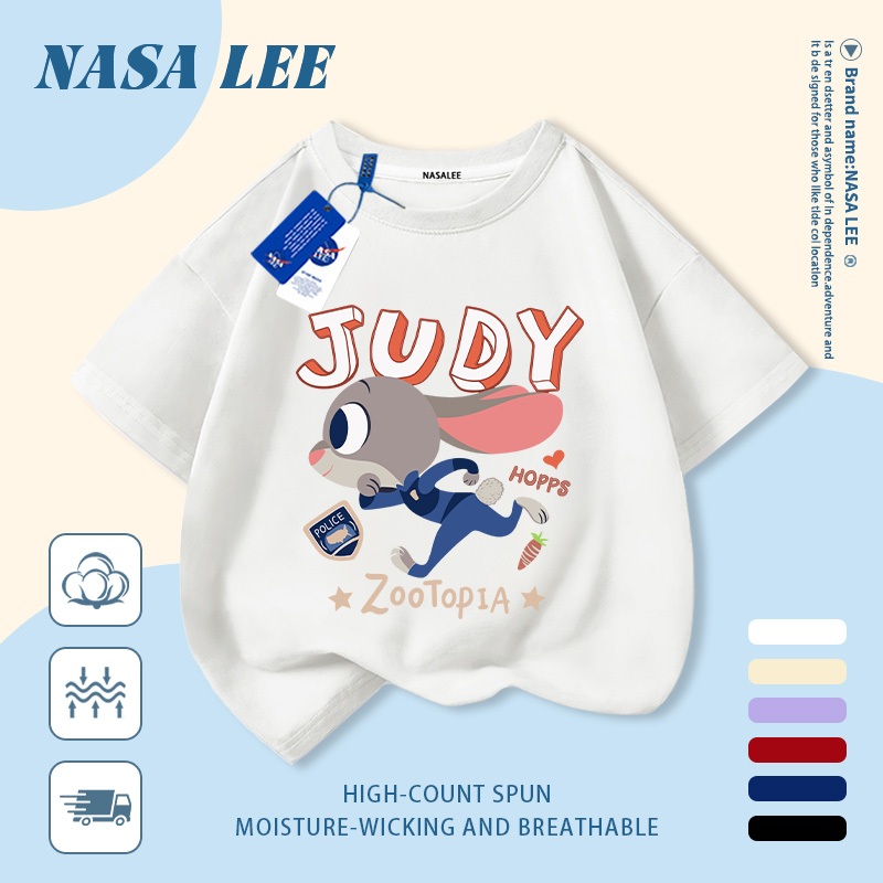 【Giao hàng trong ngày】 Áo thun trẻ em NASA cotton trắng thoáng khí in hình thỏ thời trang, tay ngắn thoải mái cho bé 3-16 tuổi cả trai và gái.
