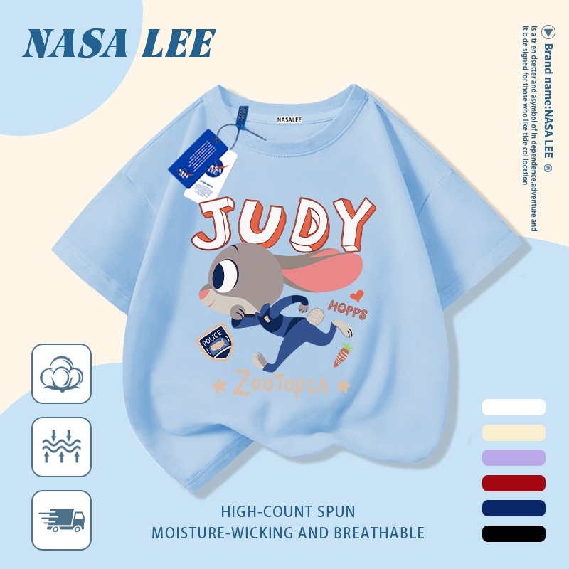 【Giao hàng trong ngày】 Áo thun trẻ em NASA cotton trắng thoáng khí in hình thỏ thời trang, tay ngắn thoải mái cho bé 3-16 tuổi cả trai và gái.