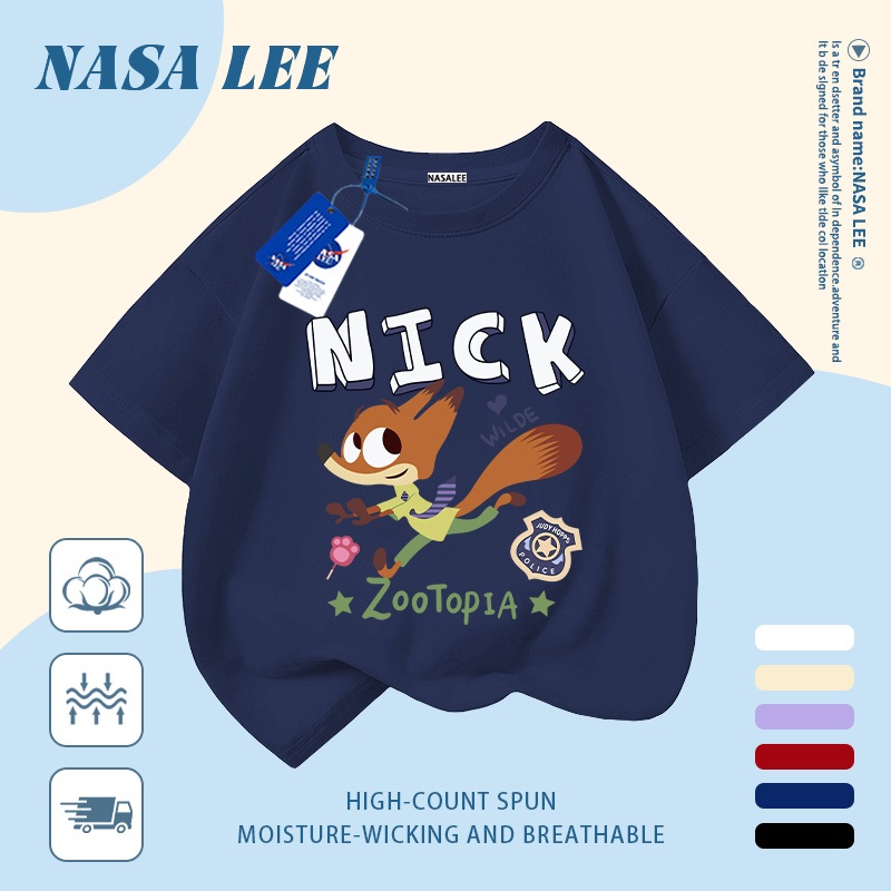 【Giao hàng trong ngày】 Áo thun trẻ em NASA cotton trắng thoáng khí in hình cáo thời trang, tay ngắn thoải mái cho bé 3-16 tuổi cả trai và gái.