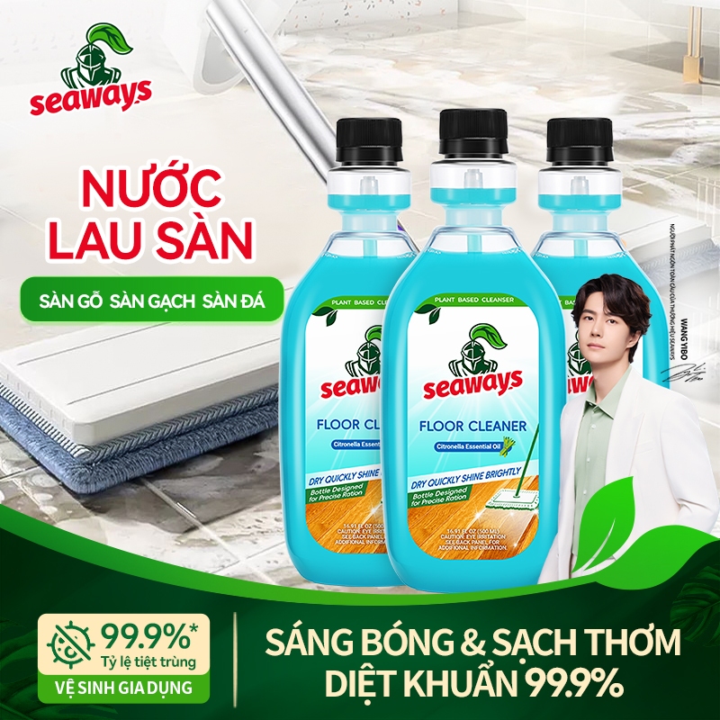 [Mua 2 Tặng 1] Nước lau sàn Seaways Đa tác dụng Tập trung 500ml Hương chanh Chất tẩy rửa kháng khuẩn