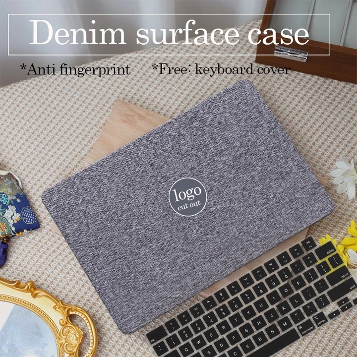Ốp lưng dệt Denim màu xanh cho Macbook Air M3 A3113 A3114 2022 Air 13,6 M2 A2681 Không có dấu vân tay che 2024 Pro 14 M4 A3112 A2442 2020 Pro Air M1 A2337 A2338