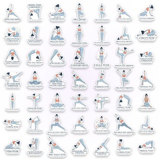 Bộ 50 Hoạt Hình Yoga Thể Thao Miếng Dán Laptop Điện Thoại Sổ Lưu Niệm Trang Trí Miếng Dán Đồ Chơi Trẻ Em