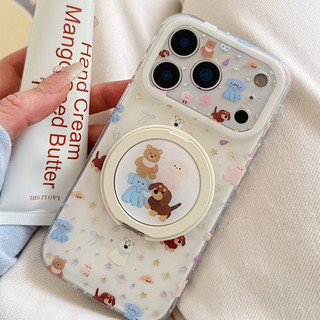 Ốp điện thoại có thể xoay 360 độ hoạt hình dễ thương Hàn Quốc cho iPhone 17Promax 17pro 14 15 16 Pro Max 13 Vỏ di động nữ hai lớp chống sốc