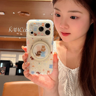 Ốp điện thoại có thể xoay 360 độ hoạt hình dễ thương Hàn Quốc cho iPhone 17Promax 17pro 14 15 16 Pro Max 13 Vỏ di động nữ hai lớp chống sốc