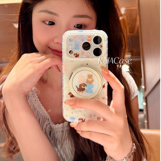 Ốp điện thoại có thể xoay 360 độ hoạt hình dễ thương Hàn Quốc cho iPhone 17Promax 17pro 14 15 16 Pro Max 13 Vỏ di động nữ hai lớp chống sốc