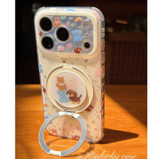 Ốp điện thoại có thể xoay 360 độ hoạt hình dễ thương Hàn Quốc cho iPhone 17Promax 17pro 14 15 16 Pro Max 13 Vỏ di động nữ hai lớp chống sốc