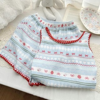 Bộ đồ ngủ nữ in vest ren mát mẻ cho mùa hè