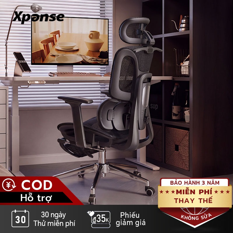Xpanse H904 ghế công thái học-Hệ thống hỗ trợ thắt lưng động ba vùng, tay vịn 6D sinh học | ghế văn phòng | ghế làm việc